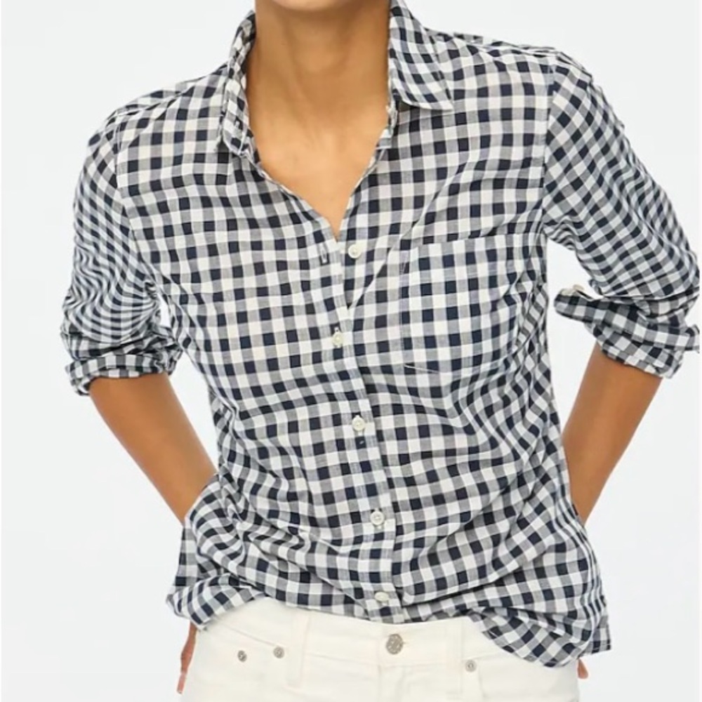 J Crew Black and White Checkered Button-Up Shirt